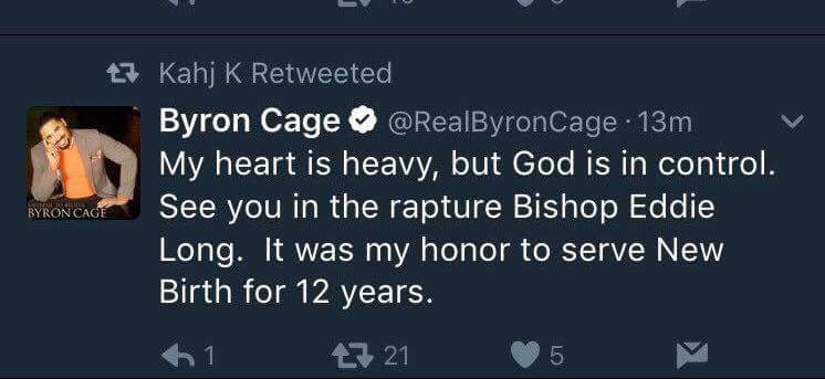 byron cage tweeting about eddie long death